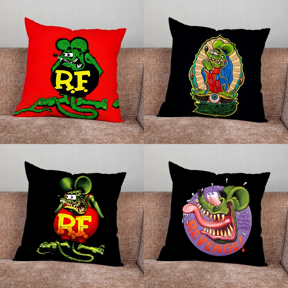 

Cartoon R-Rat F-Fink Art Pillow Case For Home Bedroom Car Office Decoration Living Room Sofa Cushion Cover Suitable