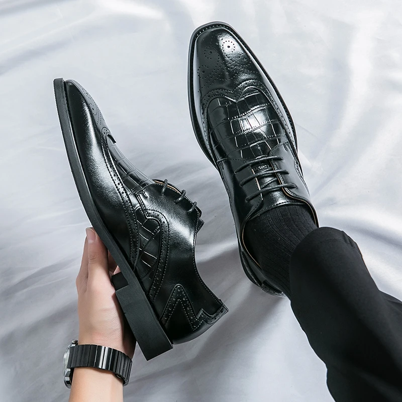 Brock British Korean version high-end suit shoes wedding small leather shoes men's business formal wear trendy men's shoes