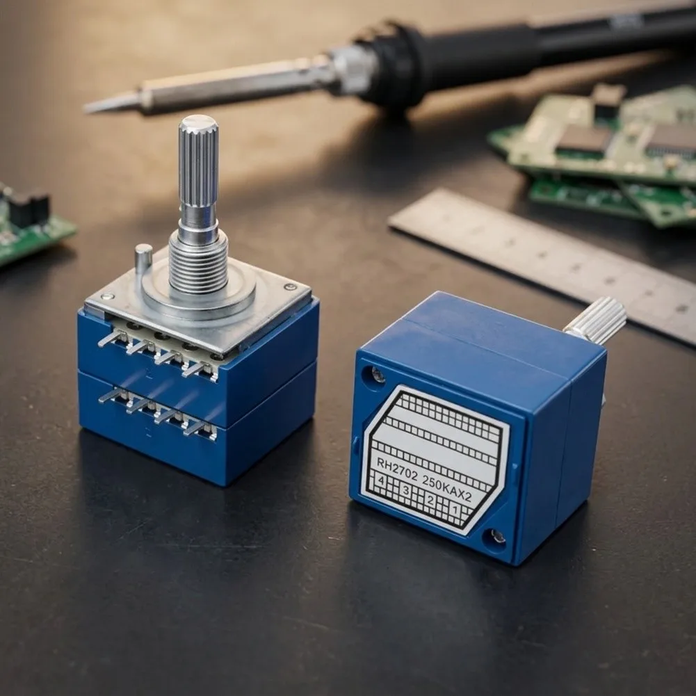 Electronic Circuit Control Dual for volume Potentiometer Lightweight Build 250K Ohm Resistance 100K Ohm Tolerance Silver