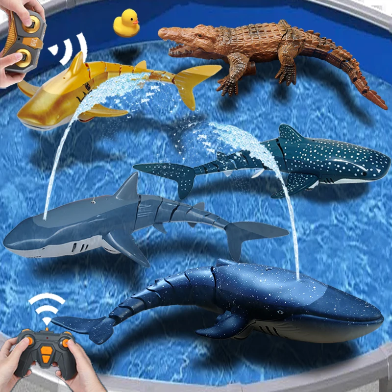 Rc Animal Robot Simulation Shark Electric Prank Toy for Children Boy Kids Pool Water Swimming Submarine Boat Remote Control Fish