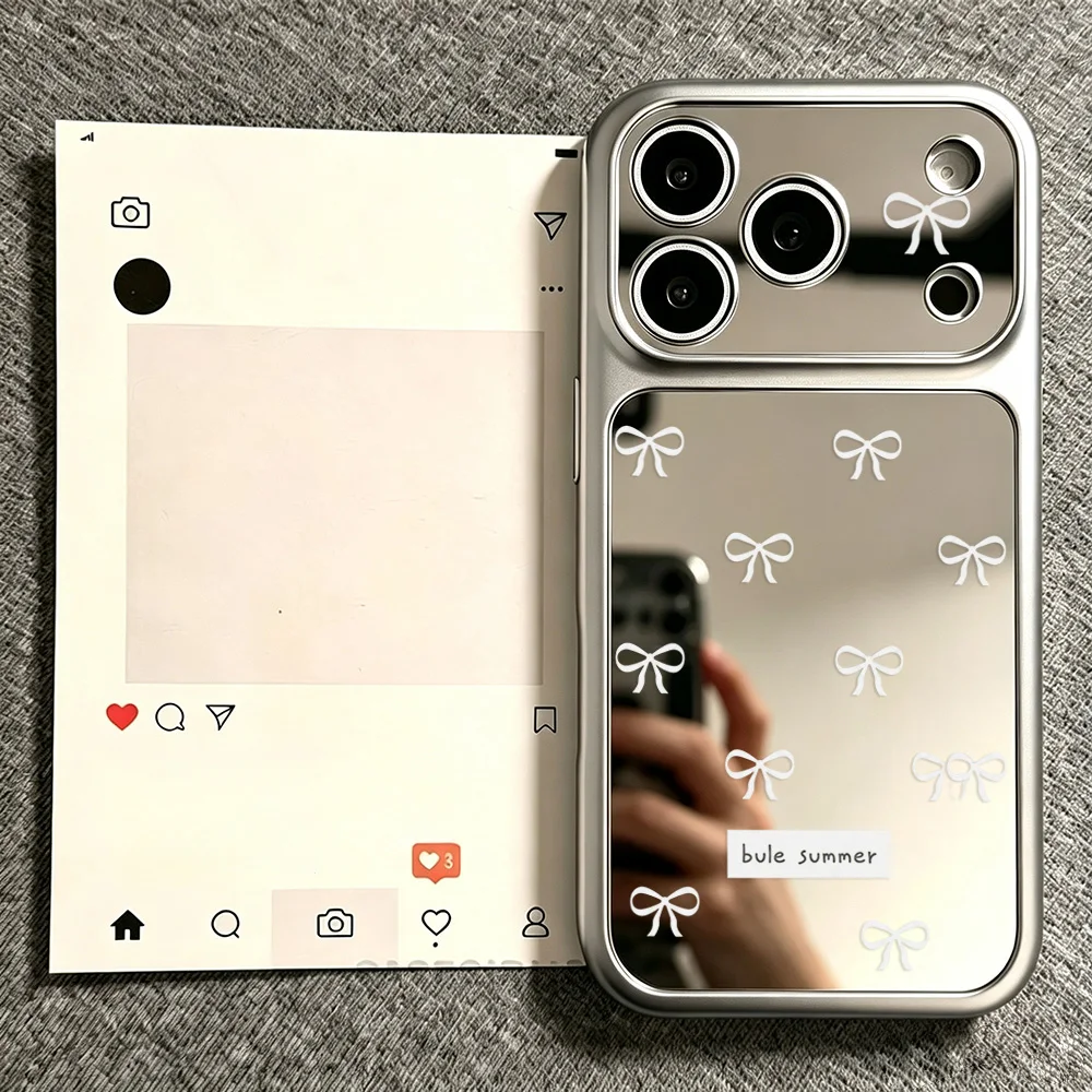 Make Up Mirror Phone Case For iPhone 17 18 Pro Max 16 13 15 14 11 12 17promax 18promax 16promax Protective Bow Knot Cover Bumper - view 2