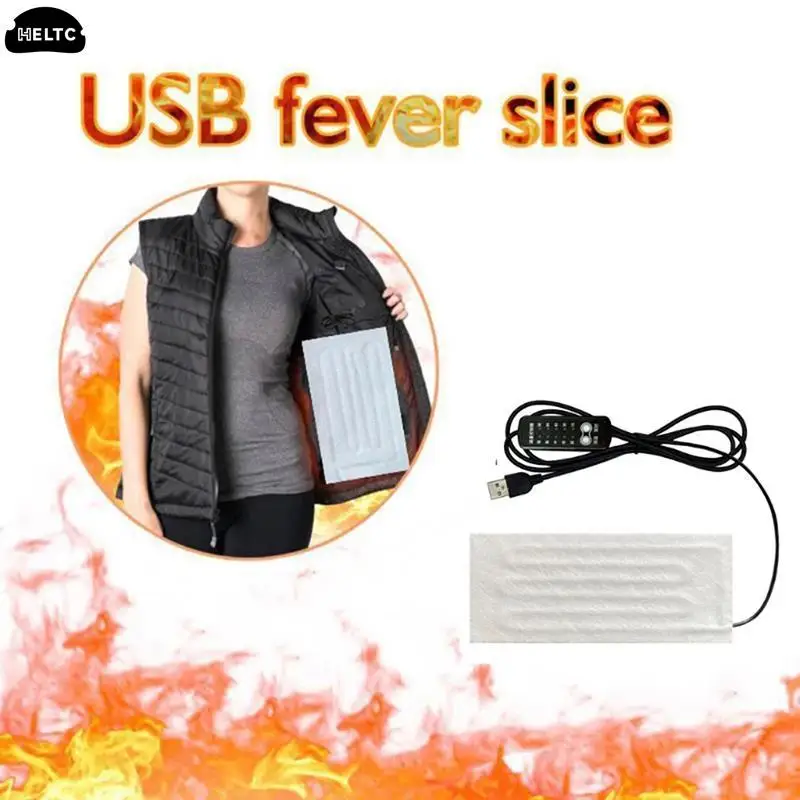 1PCS USB Clothes Heater Pad With 3Gear Adjustable Temperature 5 In 1 Electric Heating Sheet Heating Warmer Pad For Vest Jacket