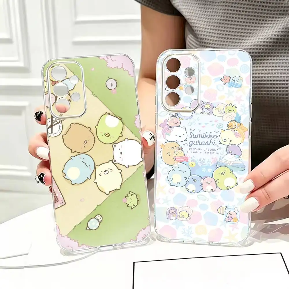 Cute shy corner-loving C-crewS  Painted Phone Case Transparent TPU For Samsung S22,23,24,25,21,10,9,Ultra,Plus