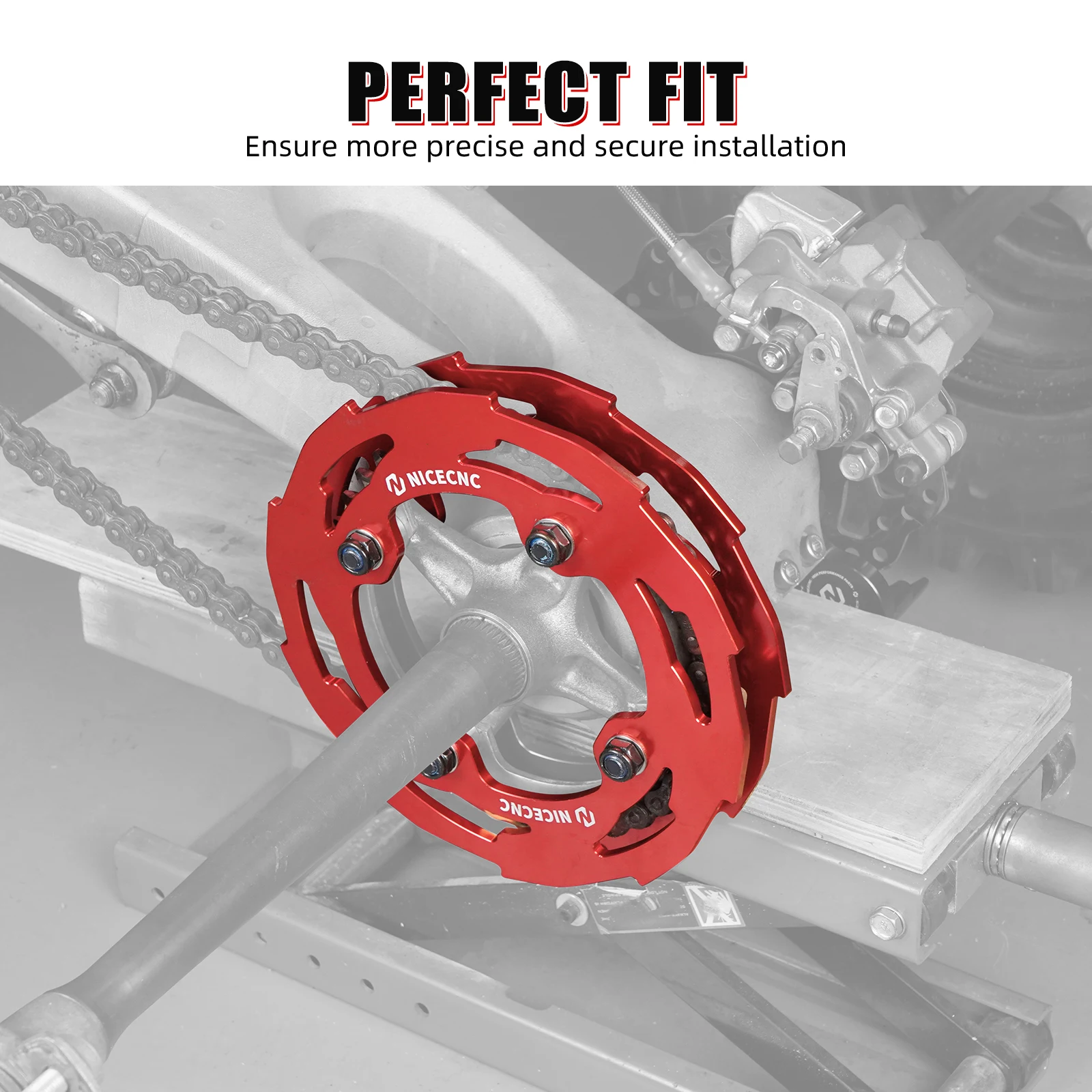 NICECNC Für Yamaha YFZ450R 2009-2023 5MM Kettenradschutz Dynamisches Design Verhindert Abfallen Aluminium ATV Zubehör – Detail 11