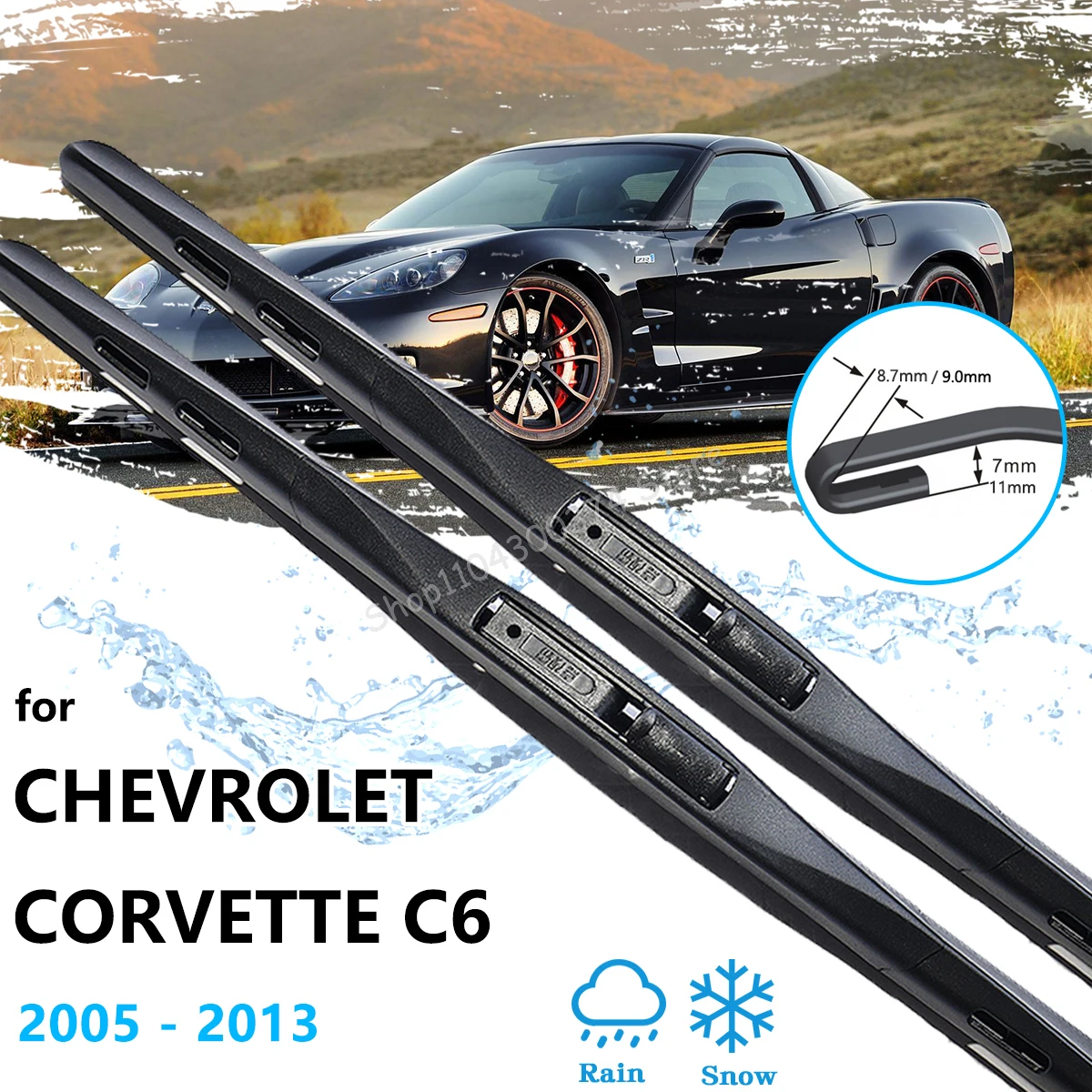 

For Chevrolet Corvette C6 2005~2013 Car Windshield Front Wiper Blades Brushes Window Windscraeen Cleaning Auto Replacement Parts