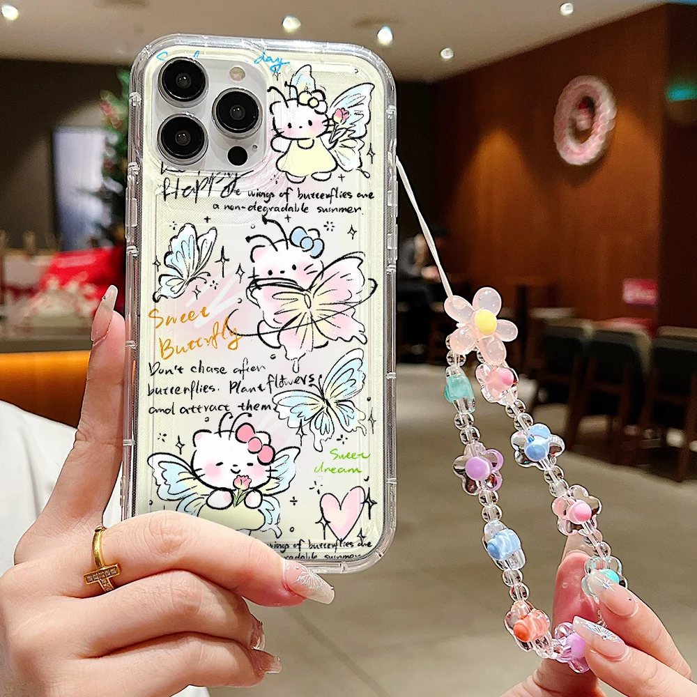 

Butterfly Hang Phone Chain Case for Samsung A55 5G A53 A54 A52 A34 A33 A24 A23 A22 A14 A13 S24 Ultra S23 Plus S21 S20 FE Cover