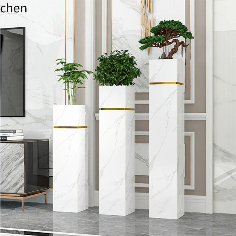 ZML Marble Flower Stand Indoor High-End Sample Sales Office Floor-Standing Welcome Pine Ornament Display Stand