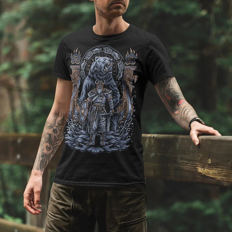 Nordic Vi king Berserker T-Shirt Short Sleeve Casual 100% Cotton O-Neck Summer Mens T-shirt Size S-3XL