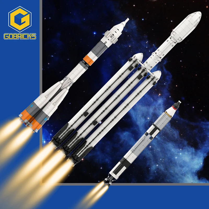 MOC 1:110 Scale R-7 Soyuz Rocket Building Blocks Kit Spacecraft Launch Vehicle Carrier Brick Model Assemble Toy DIY Kid Gift