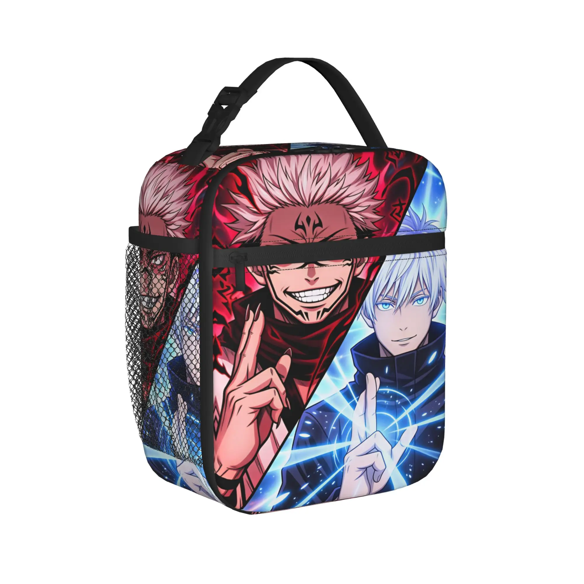 Satoru Gojo Comic Animation Lunch Bag Portable Lunch Box Adult School Print Cooler Bag Waterproof Thermal Tote Handbags