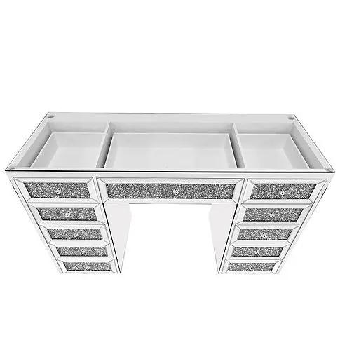 طاولة زينة على الحائط من الزجاج الماسي الأوروبي، طاولة زينة لغرفة النوم، تخزين خزانة متعددة الوظائف #2