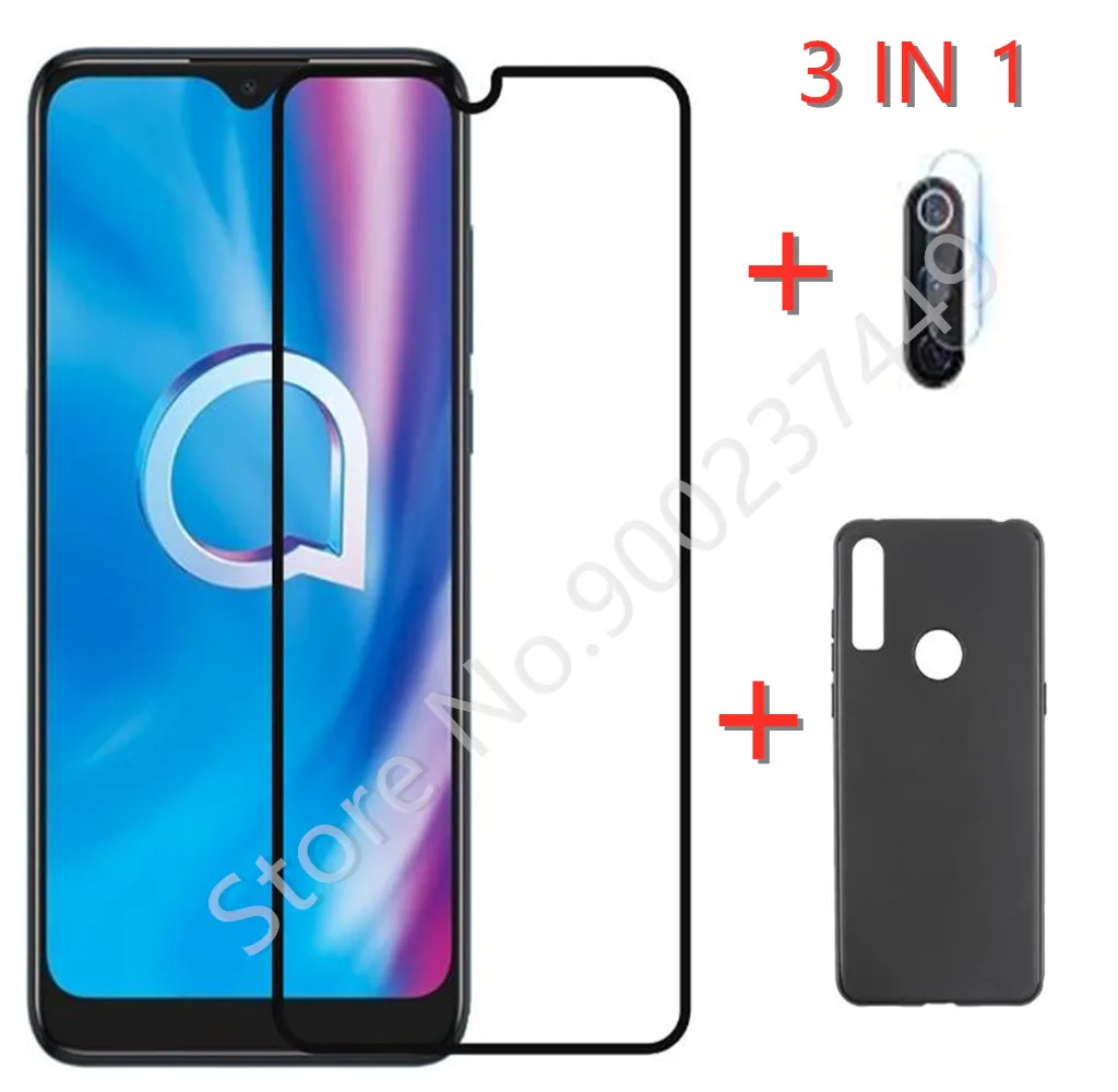 

3-in-1 Case Glass For TCL A1 Alpha 20 Screen Protector Glass Full Protection on For TCL A1 Alpha 20 Camera Lens Glass