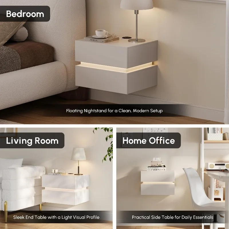 Set aus 2 schwebenden Nachttis – Floating Nightstand With Led Light Bewertung und Preis