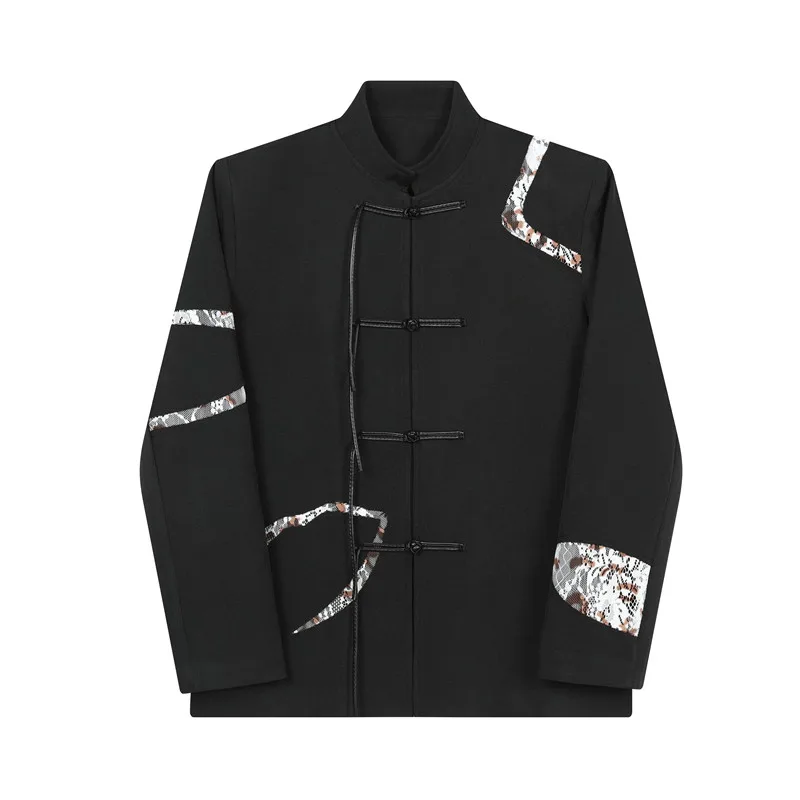 New Chinese Sle Men's Clothing Deconstructed Patchwork White Zhongan Suit Small ence Design Sense National Sle Butt...