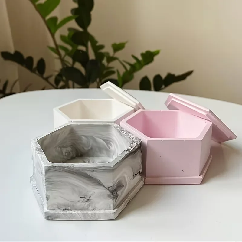 

1set Hexagon Resin Storage Box Silicone Mold - DIY Jewelry Making Kit, UV Epoxy Casting Tool, Storage Box, Jewelry Box
