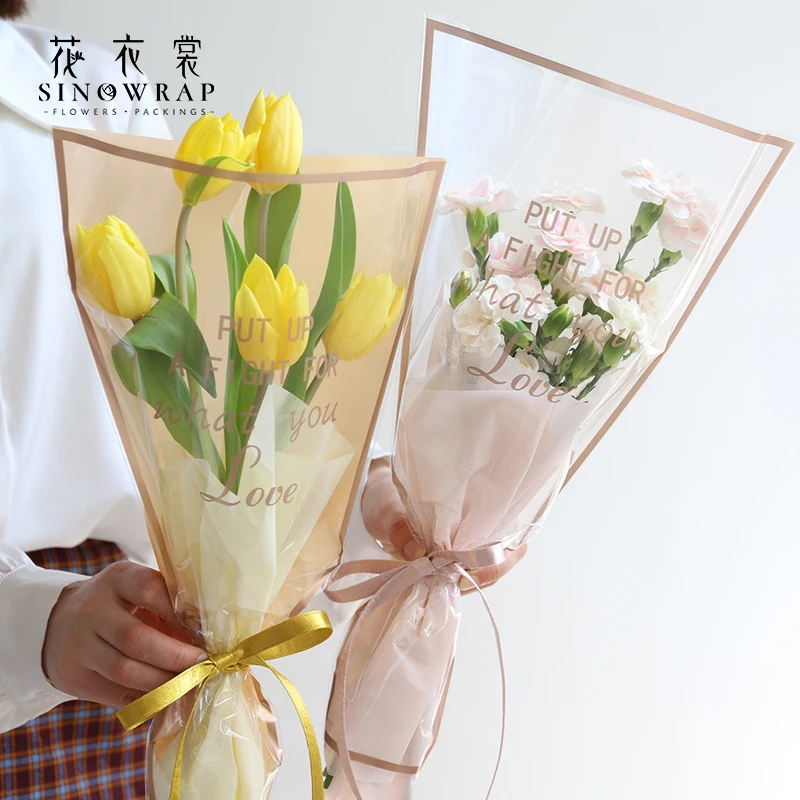 

Sinowrap Flower Bouquet Package Bag Valentine's Day Rose Flower Wrapping Opp Bag Flower Packaging Bags for Wedding Party