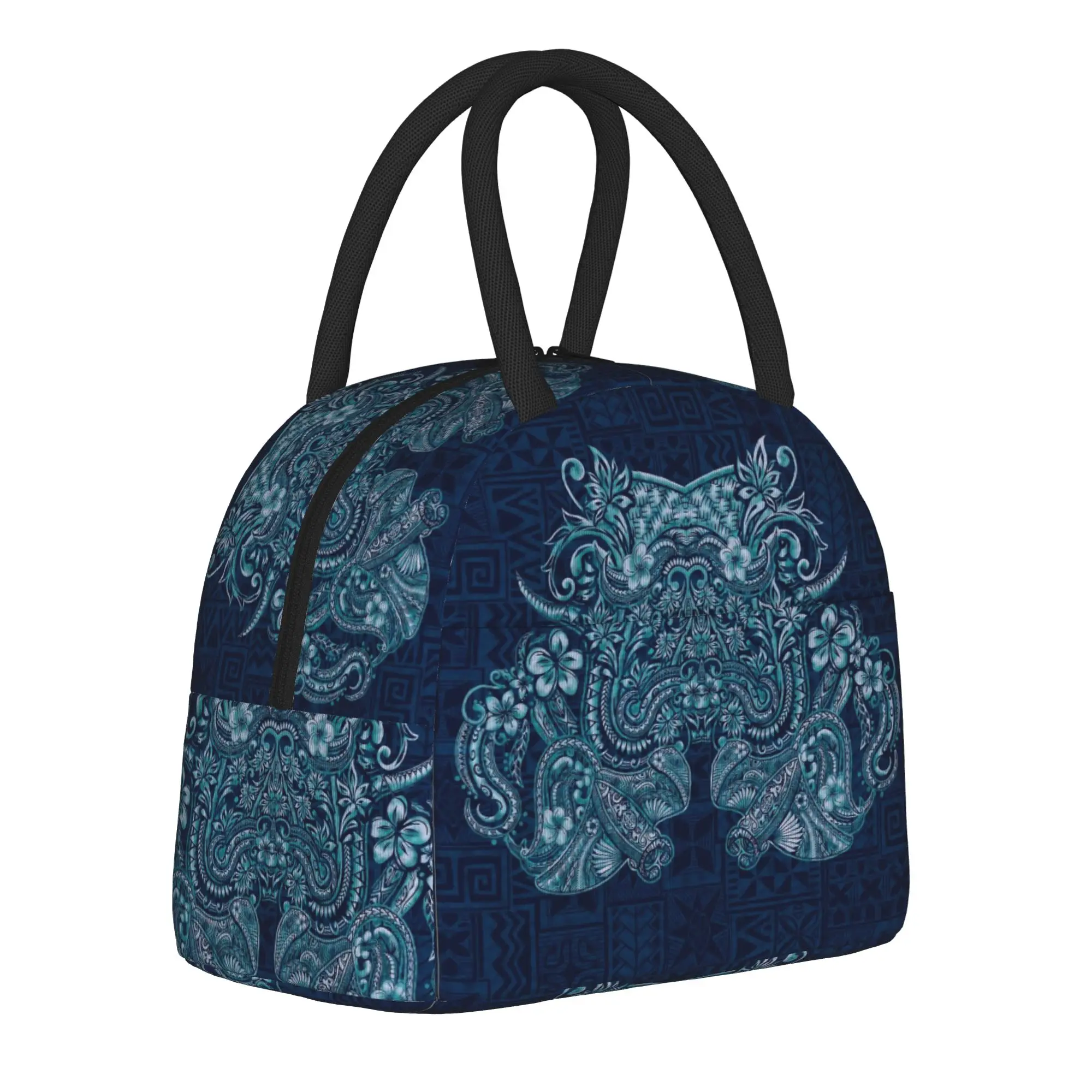 

Twin Tribal Manta Ray Hawaiian Samoan Polynesian Insulated Lunch Bags Bag ,Meal Container Tote Lunch Box Food Storage Bags