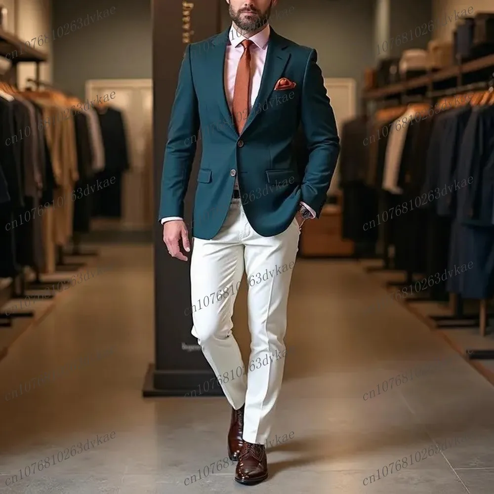 

New Formal Occasions 2 Colors Men Suit Wedding Party Prom Groom Groomsman Business Male Tuxedos 2 Piece Set Jacket Pants 11
