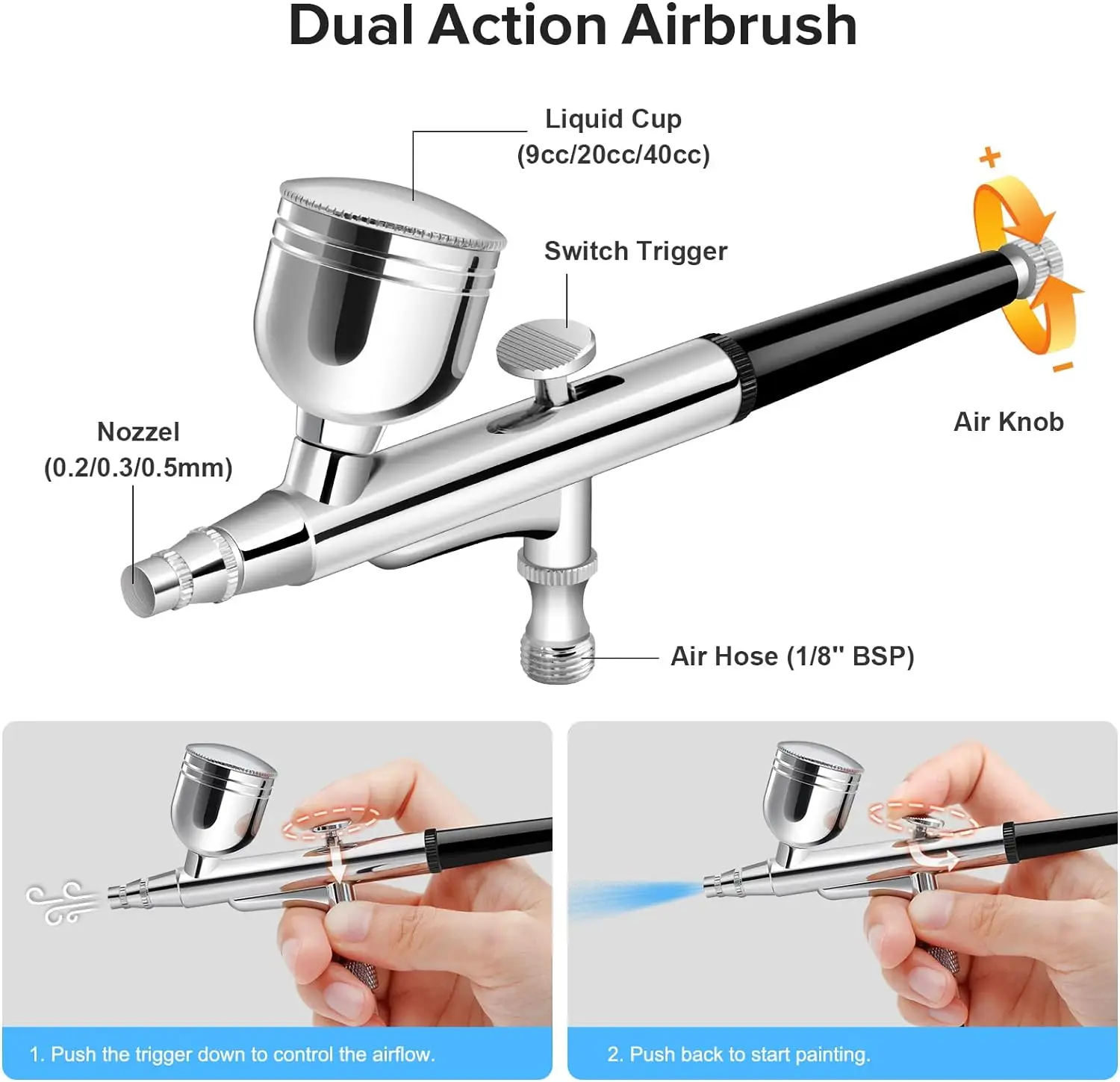 Gravity Dual-action Mini Airbrush Paint Nail Spray Gun Makeup Paint Set Face Tattoo Art Beauty Inkjet Car Repair DIY Tool