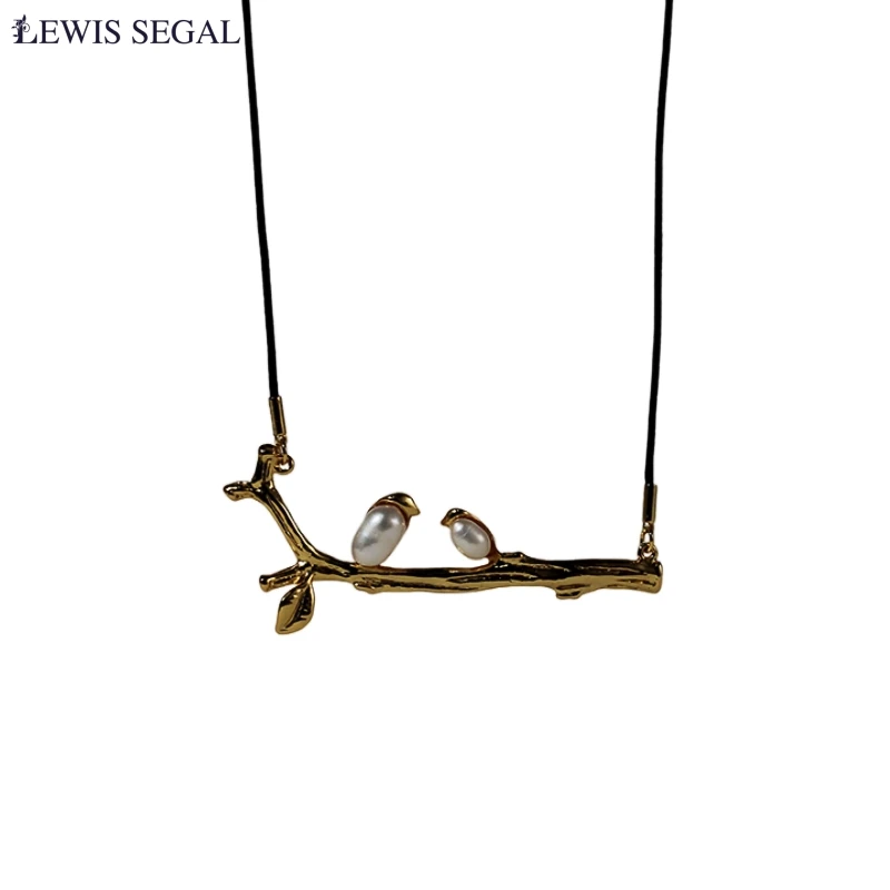 LEWIS SEGAL Bird on a Branch Chrome Necklaces Pendant 925 Silver Plated Fashion Jewelry Simple Women Men Unisex Punk Style