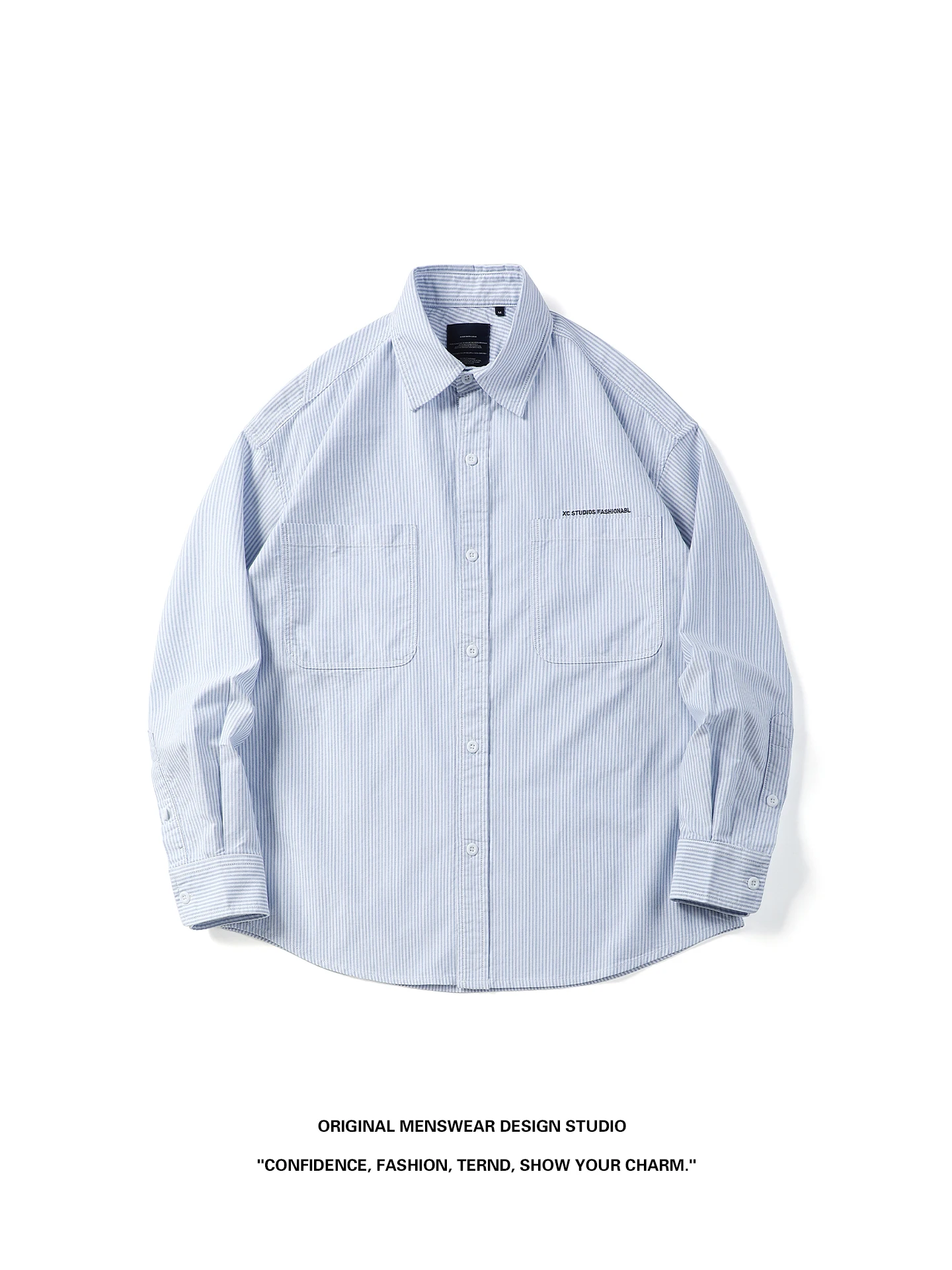 

Japanese Style Loose Long Sleeve Embroidered Cotton Shirt Unisex Spring Casual Versatile Workwear Jacket Multi-Pocket Design