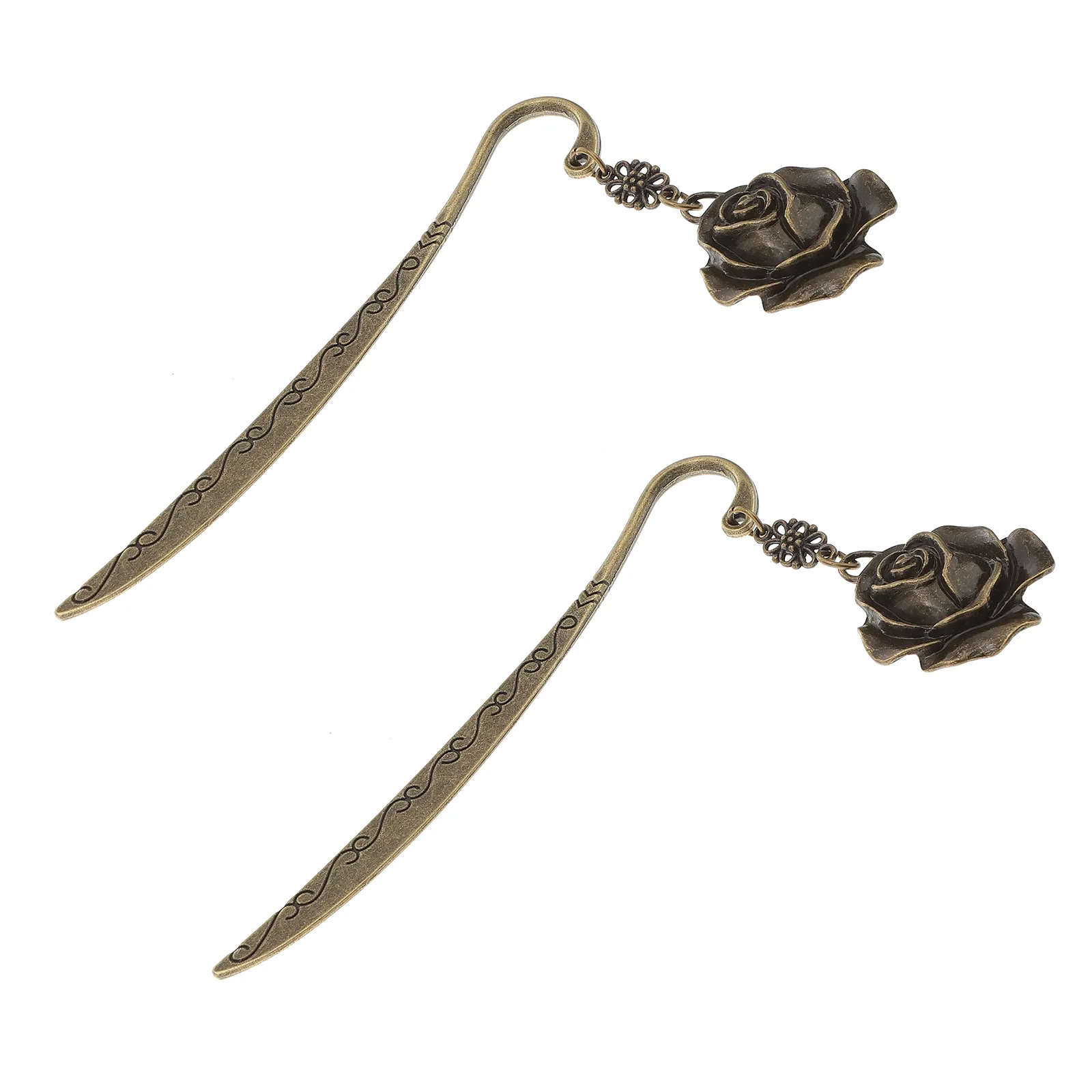 

2 Pcs Metal Rose Bookmarks Retro Design for Books Reading Accessories Students Gifts Stationery Supplies