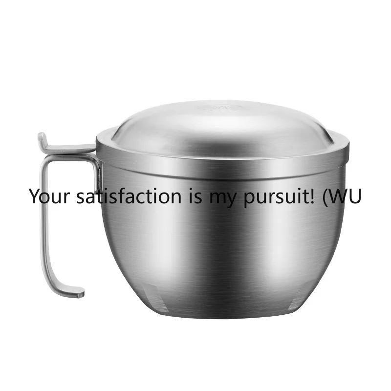 Stainless steel double-layer instant noodle bowl, large-capacity heat-insulated fast food cup with lid, gift lunch box. view 4