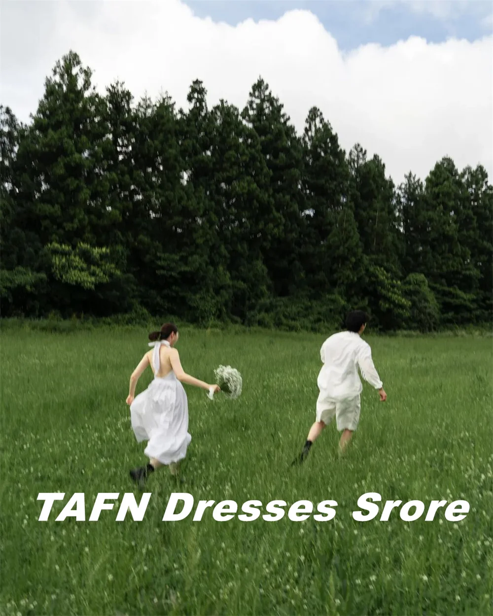 TAFN Korea Wedding Reception Dresses Halter A-line Draped Backless Photo Shoot Dresses Simple Evening Dresses Custom Made