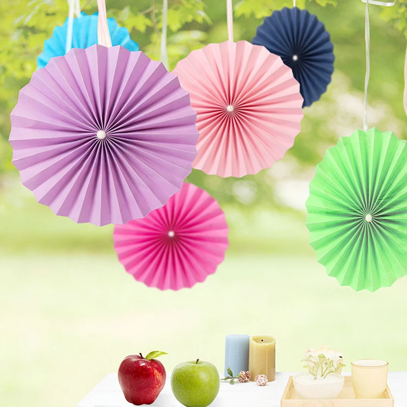 19 Colors 6/8/10/12/14inches Hanging Wall Paper Fan Foldable Honeycomb Circular Fans Wedding Party Home Decoraions Paper Crafts