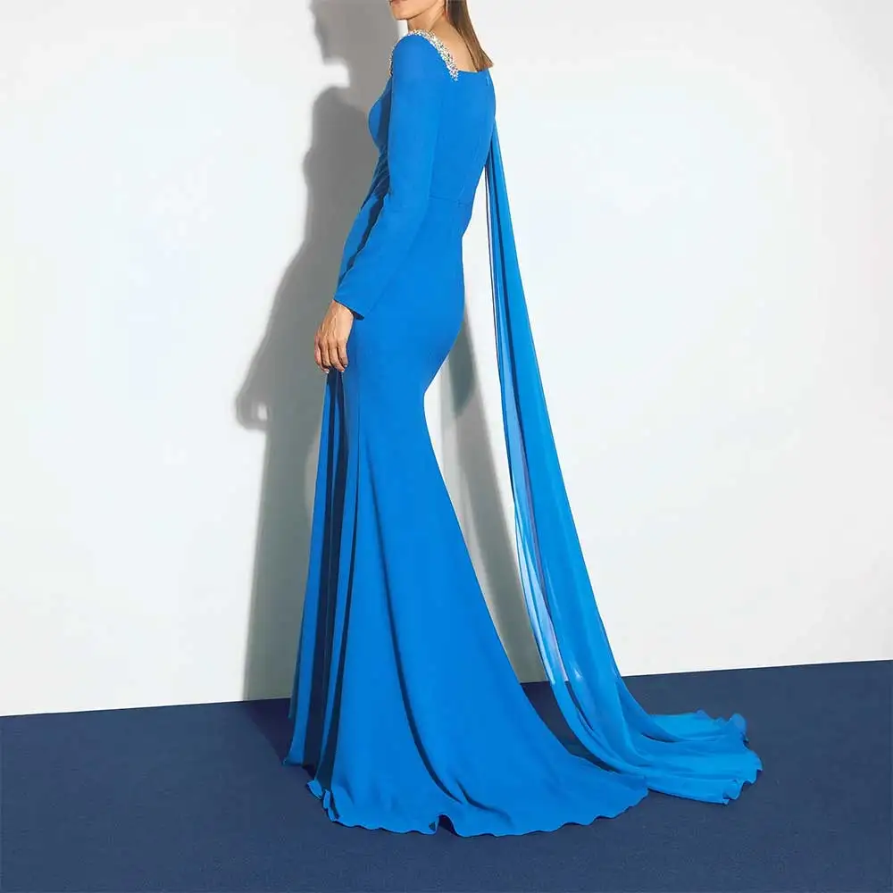 Chic Square Neck Mermaid Evening Dress with Pleats Floral Appliques Elegant Prom Party Dress Stylish Bridesmaid's Dresses