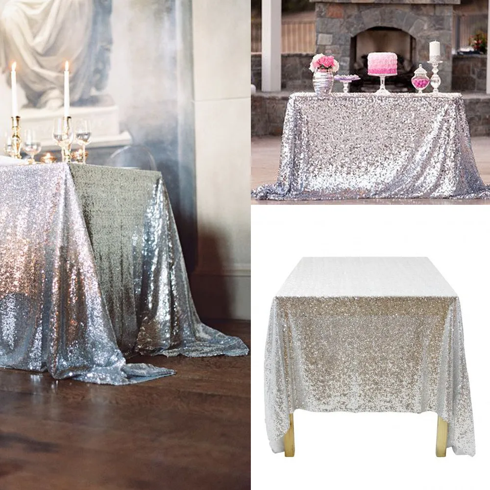 Party Sequin Tablecloth Glitter Rectangular Table Cloth for Wedding Decoration Party Banquet Home Decor Custom Multiple Sizes