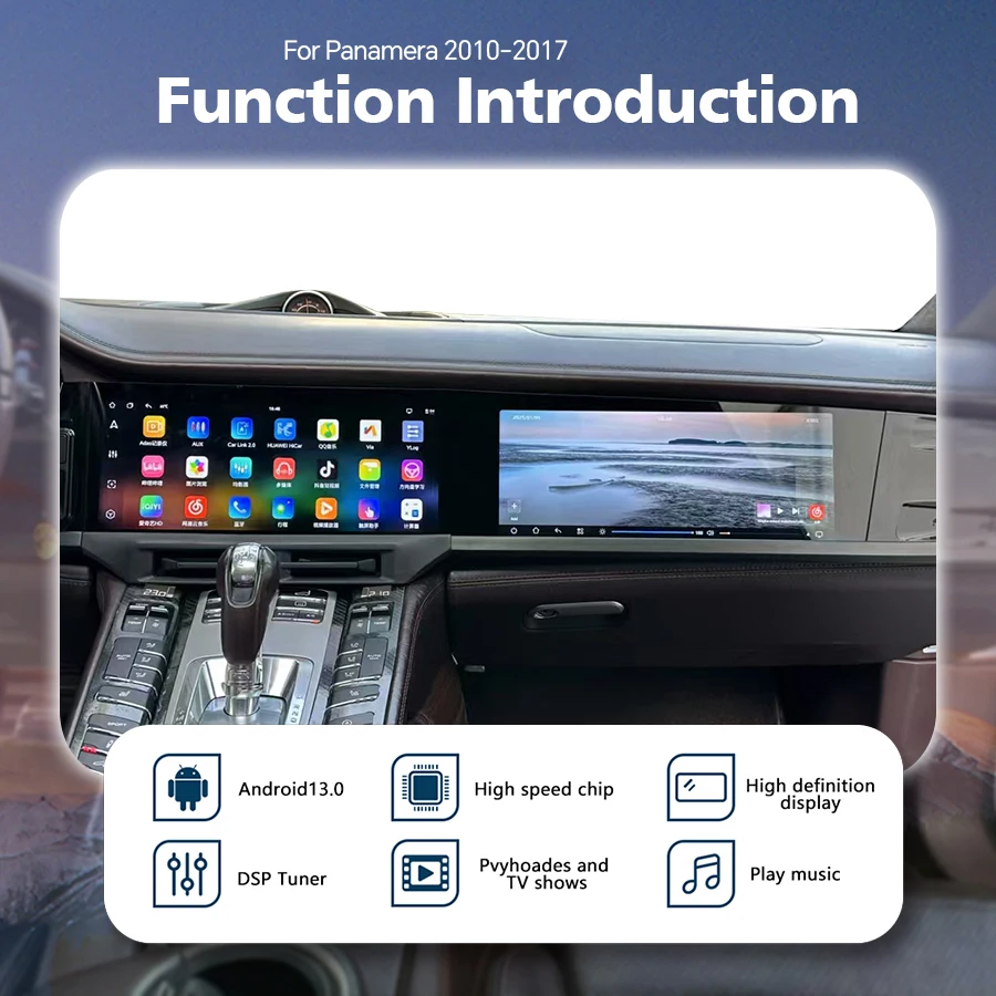 Radio de coche de doble pantalla de 12 + 256GB, 12,3 pulgadas, para Porsche Panamera 2010-2016, navegación GPS, Android, Auto, Carplay, reproductor de vídeo Multimedia