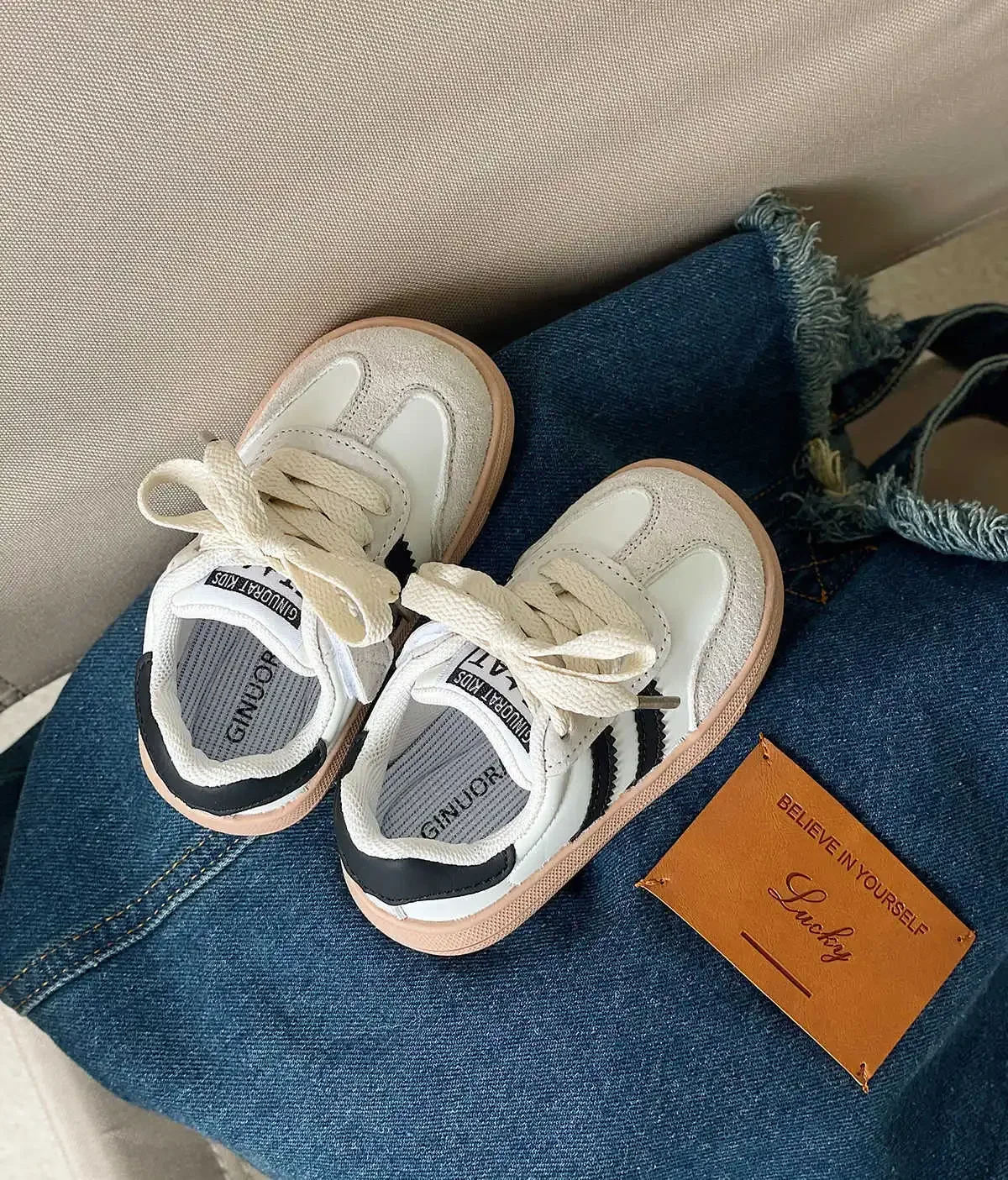 Sizes15-25 sepatu anak laki-laki dan perempuan, sneaker papan kasual Sol empuk, langkah pertama Gump musim gugur untuk anak laki-laki dan perempuan