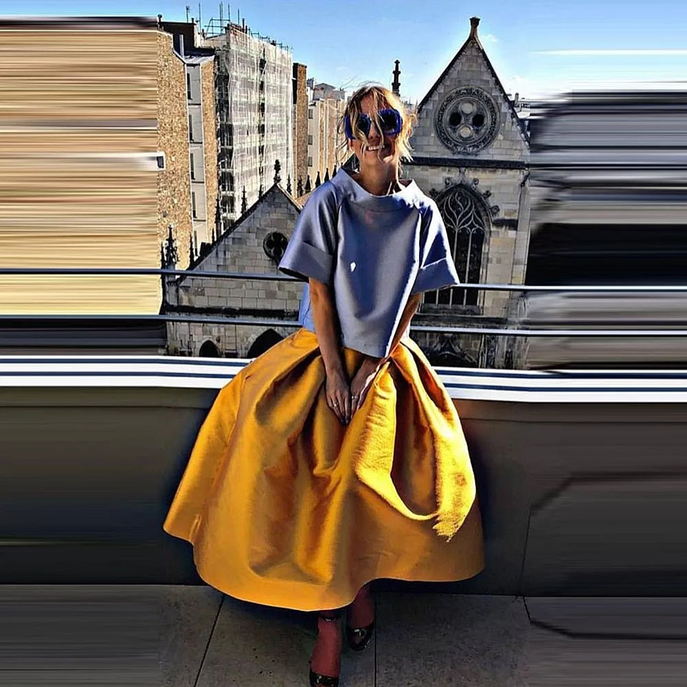 

Gold Satin Sirt Without Top A Line Ankle Length Girls Wedding Party Skirt Maxi Women Skirt