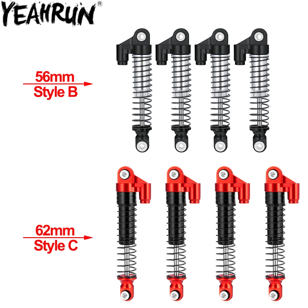 YEAHRUN 4PCS 56/62mm Metal Shock Absorbers Oil Dampers for 1/18 TRX4M TRX-4M Bronco Defender F150 K10 Upgrade Parts