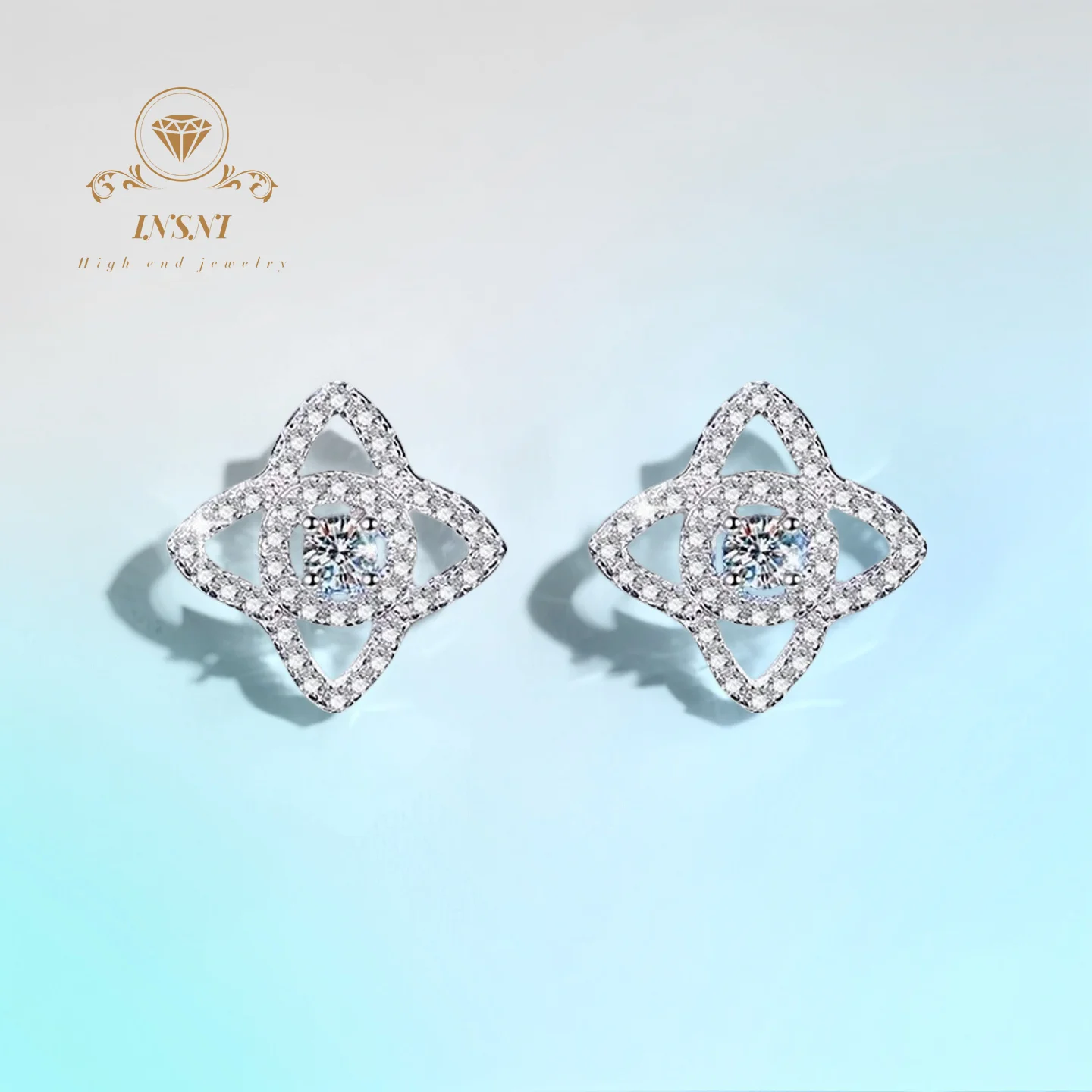 

0.2 Ct S925 Silver Lotus Starburst Moissanite Earrings GBA Certified Free GIFT Insta m Style Minimalist Jewelry For Women