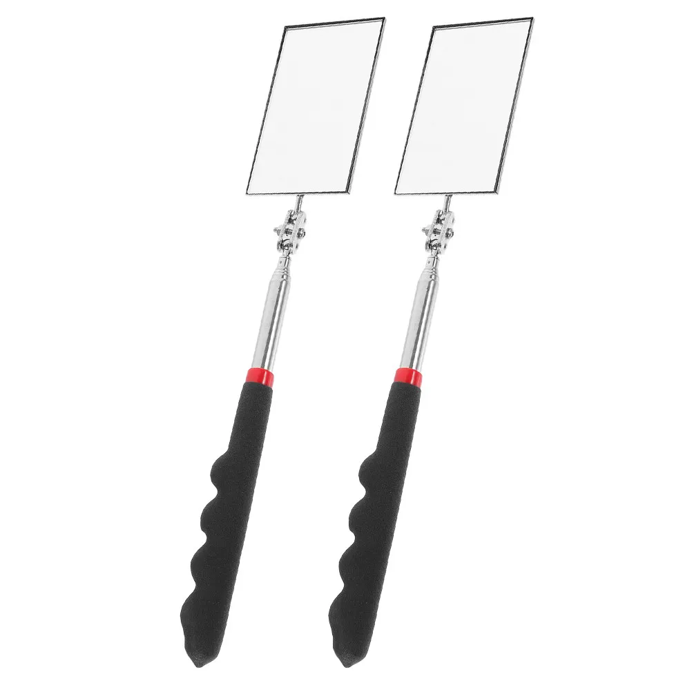 2pcs Extendable Telescoping Inspection Mirror with HD Reflective Surface for Automotive Mechanics