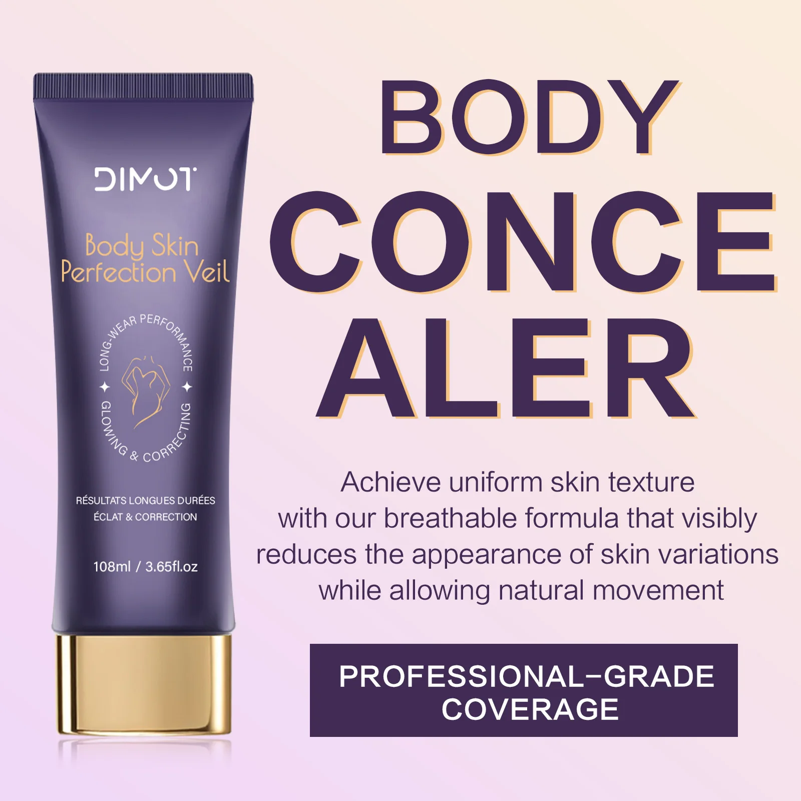 Dimot corretivo corpo tatuagem profunda mancha escura alta cobertura à prova dsweatágua à prova de suor natural traceless cobertura conjunto maquiagem 108ml