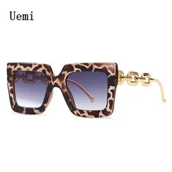 2022 New Fashion Women Square Sunglasses For Ladies Modern Luxury Brand Designer Sun Glasses Vintage Metal Chain Eyewear Shades