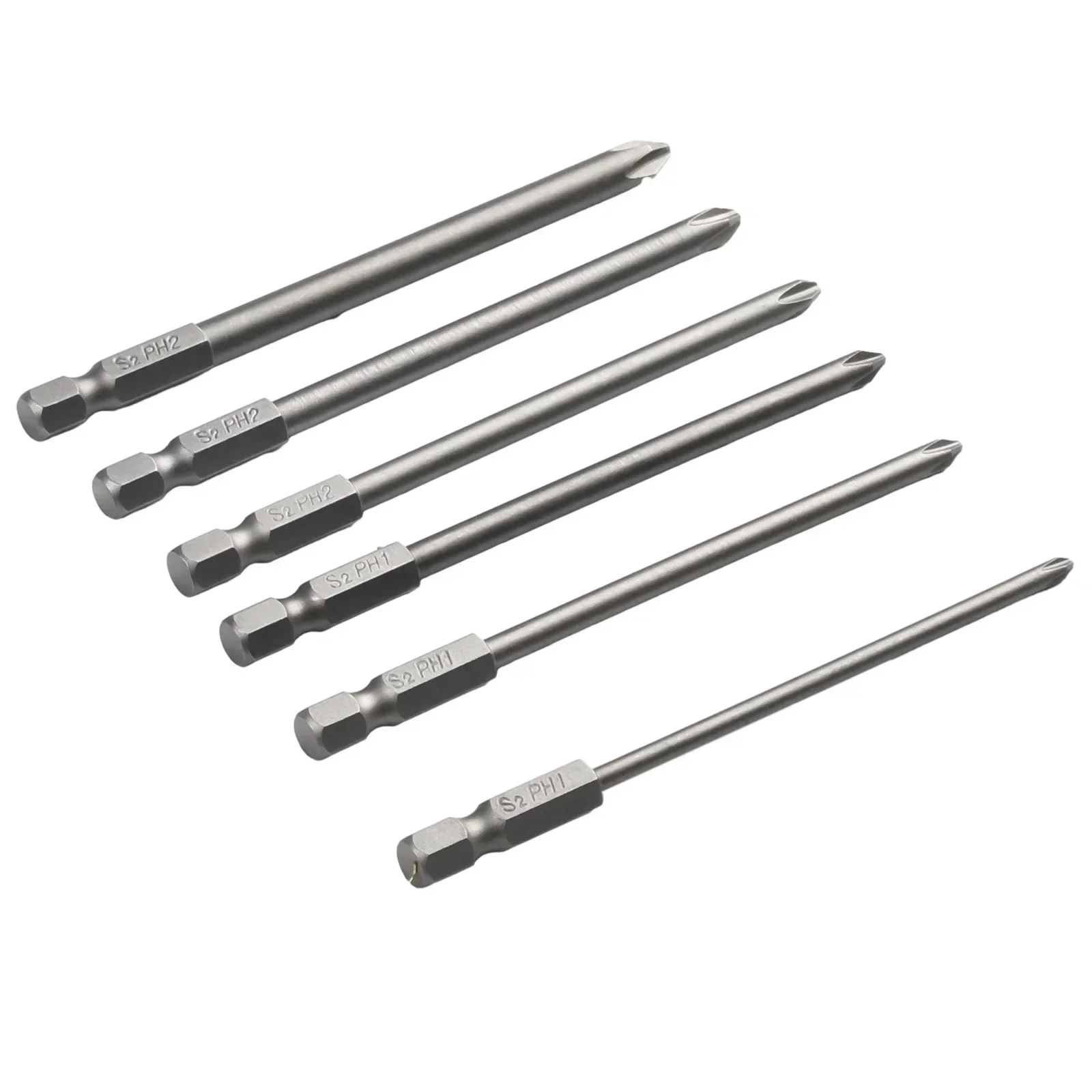 6pcs 100mm Long Cross Screwdriver Bit Set 1/4\