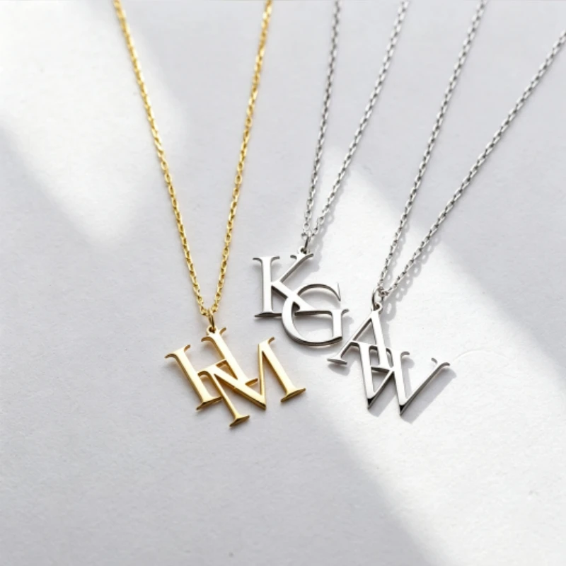 Custom Intertwined Initial Necklace for Women, Vintage Style