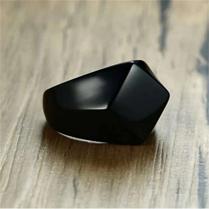 New Men's Ring Quadrilateral Smooth Plain Simple Casting Retro Personality Trend Popular Casual Luxury Party - Image 2