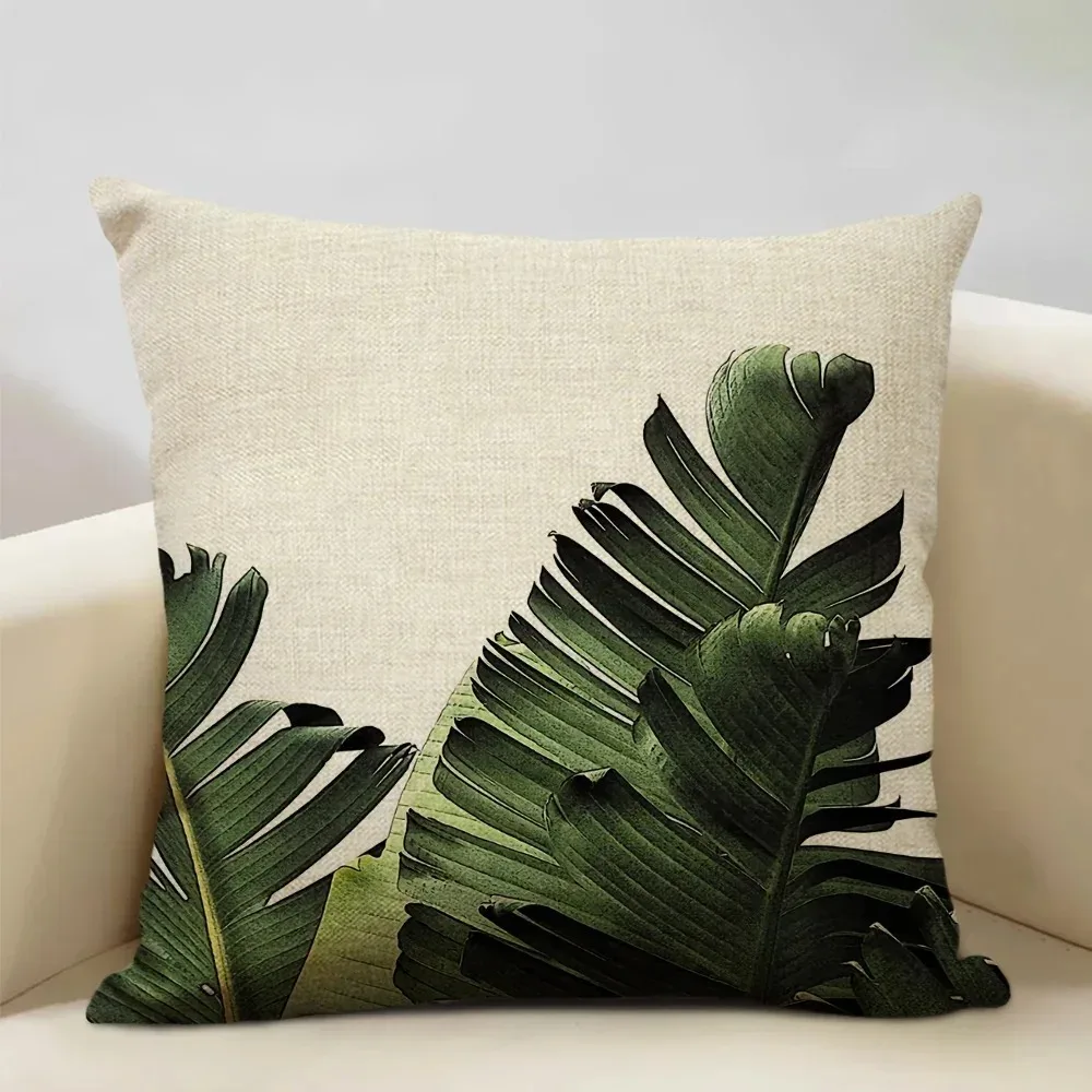 Home Decor Exotic Tropical Leaf Pattern Pillow Covers Pattern Cushion Cover Suitable For Sofa Bedroom Car Pillow Cover