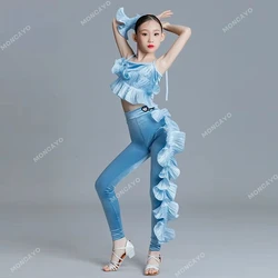 Child Latin Dance Costume Kids Rumba Dance Dress for Girls Cha Cha Samba Tango Dance Clothes Competition Ballrom Dresses Girls