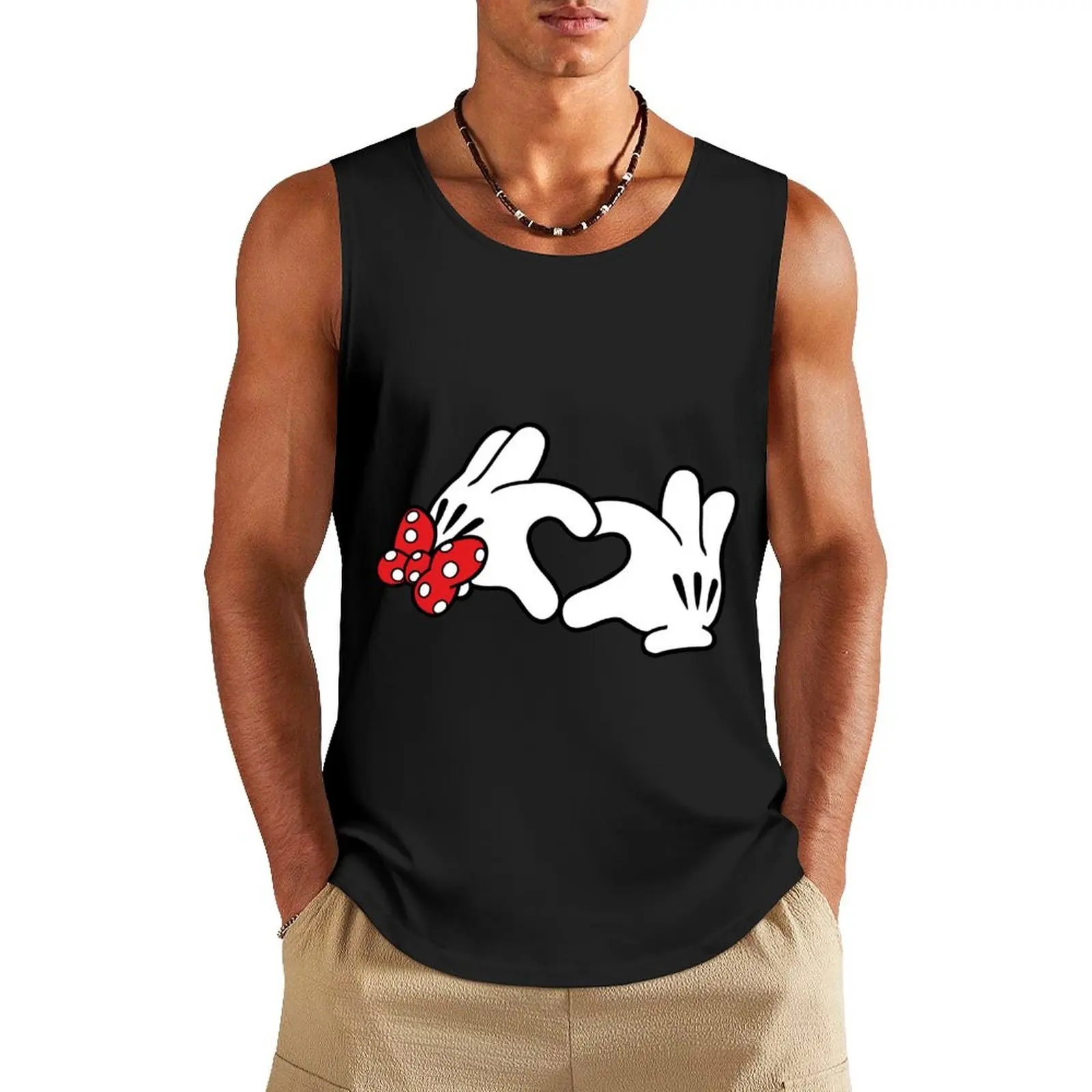comic mouse Heart Hands Tank Top anime top Sportswear for men Muscle fit Men's summer clothes