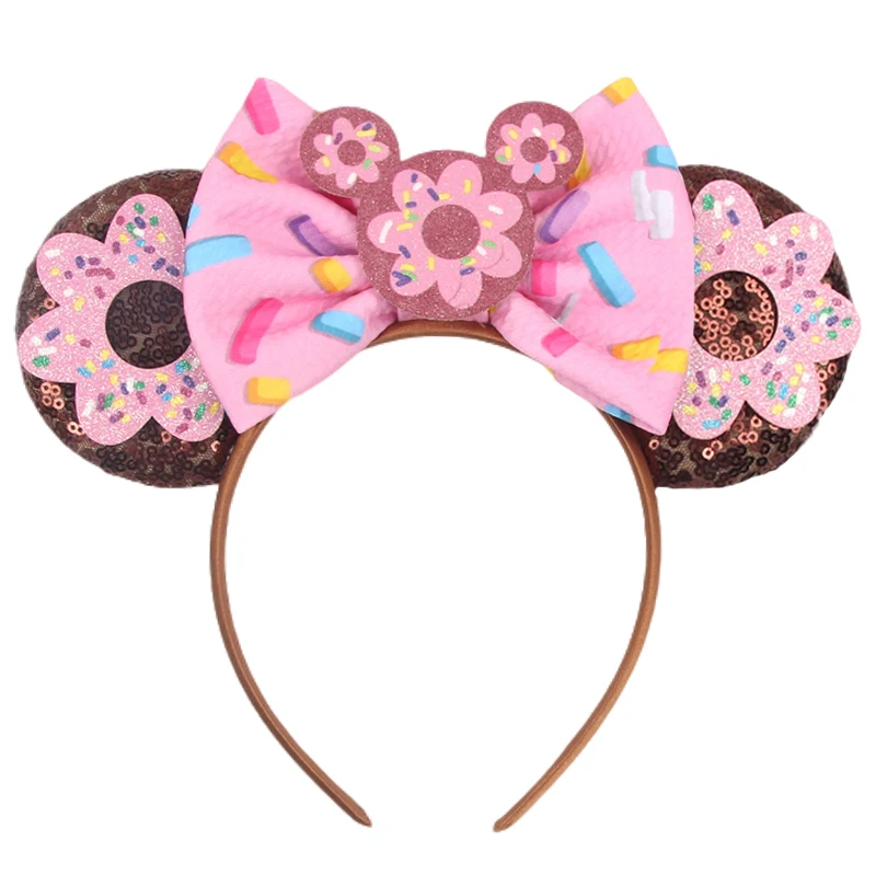 2024 Newest Disney Mickey Ears Headband For Girls Sequins Bow Hairband Festival Party Dress Up Headdress DIY Hair Accessories