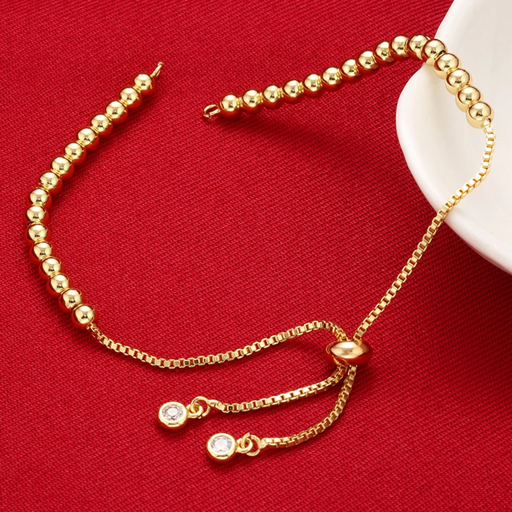 

4 Pcs Finished Bracelet High Quality Brass Adjustable Size DIY Jewelry Accessories H Chain Beads Adjustable Bracelet Craft
