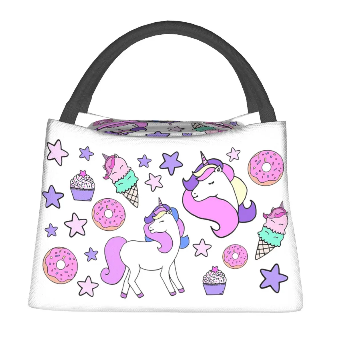 Ice Cream Unicorn Lunch Bags Insulated Bento Box Resuable Lunch Tote Picnic Bags Cooler Thermal Bag for Woman Children School