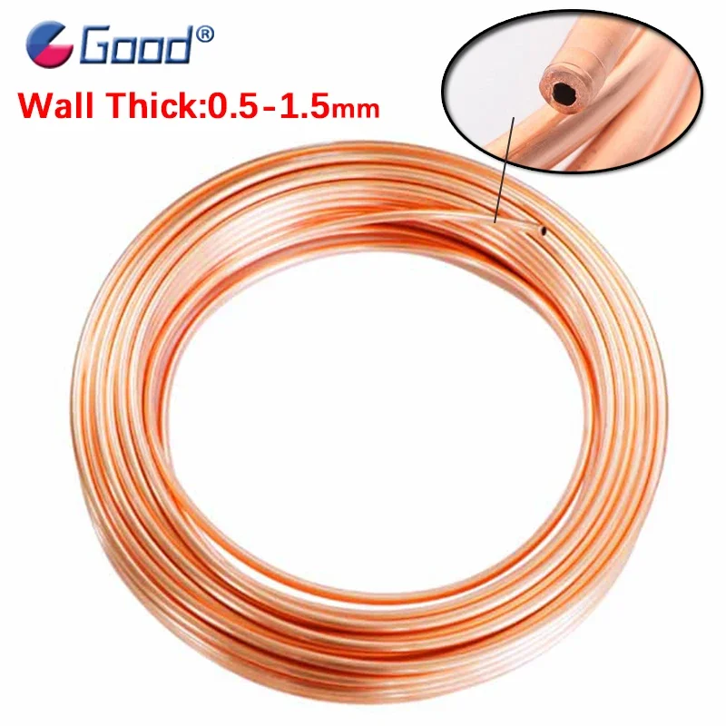 

T2 Pure Copper 0.5-1.5mm wall thick 1.8-10mm OD tube 0.5/1meter length Straight tubing copper tube thin-walled Small diameter