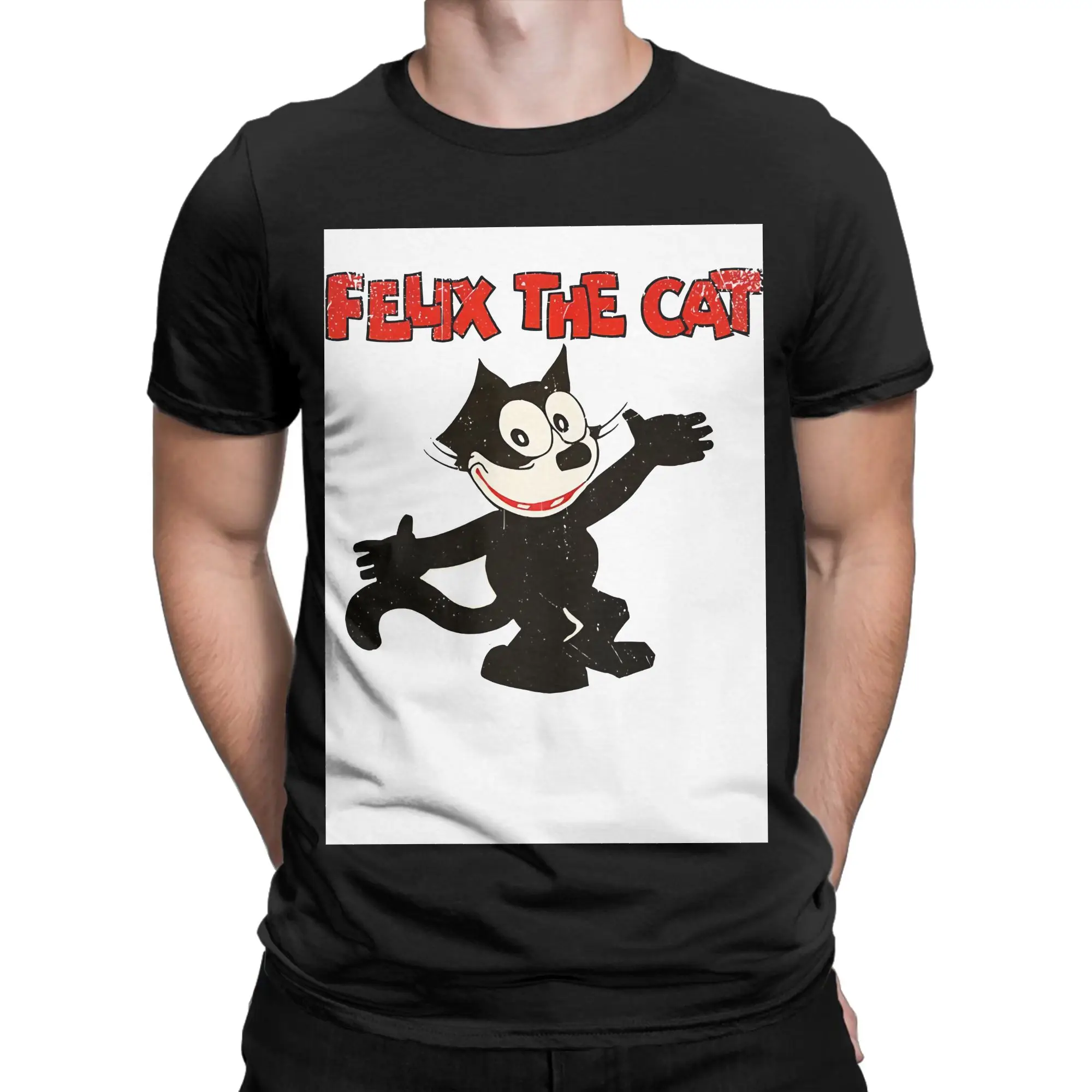 fFelix the cCat  1920s Authentic Distressed Style Funny Graphic 100% Cotton T-Shirt fFelix the cCat Tops Tees For Men